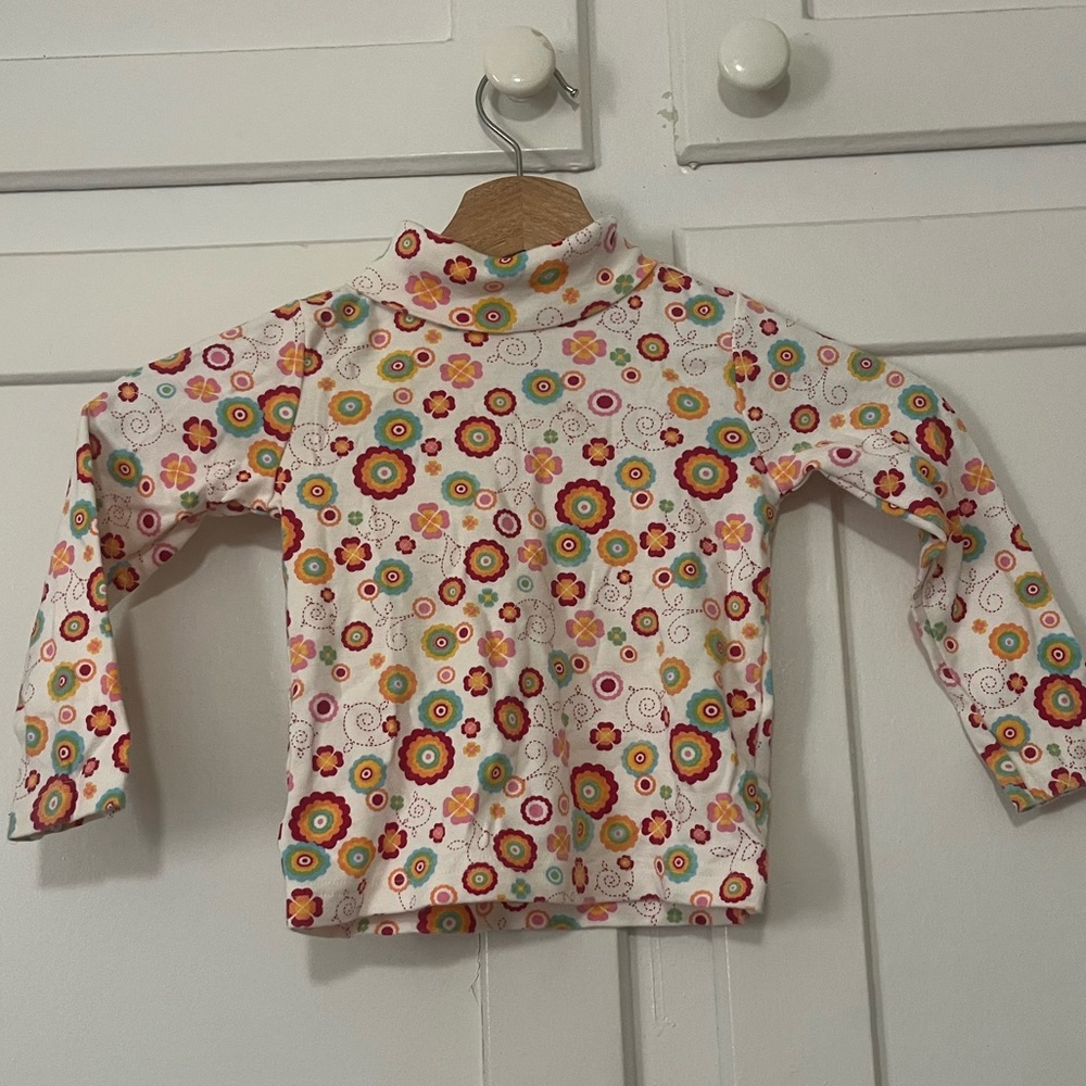 Vintage Sprockets 3T Long Sleeve Turtleneck – 100% Cotton, Bright Funky Flowers